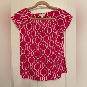 Escapada pink geometric shirt Sz small EUC